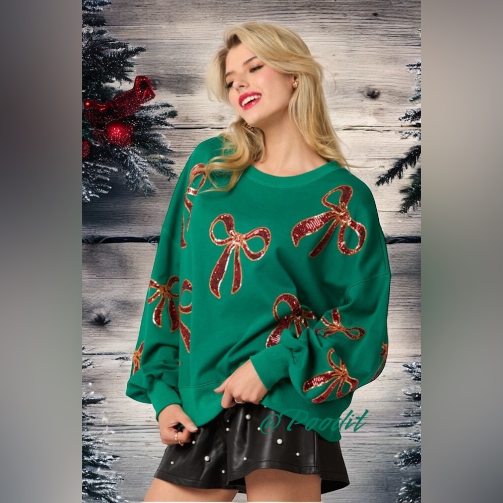 PEACH LOVE CALIFORNIA oversized French terry holiday pull over S M L